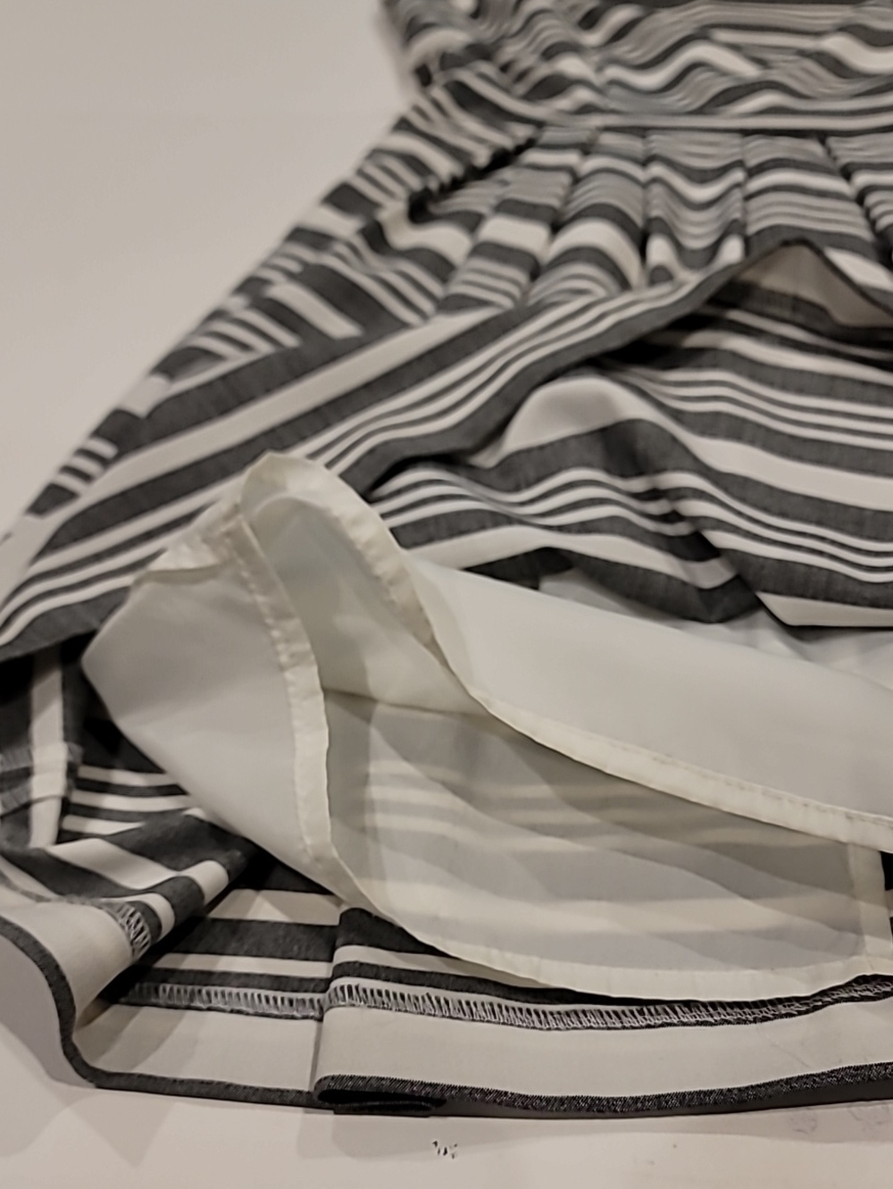 Calvin Klein Gray and White Striped Sleeveless Fit-and-Flare Dress 2 - Picture 11 of 14